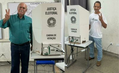 Imagem da notícia Confiantes, Juvenal Consolaro e vice Jorge Enfermeiro votam em Figueirão